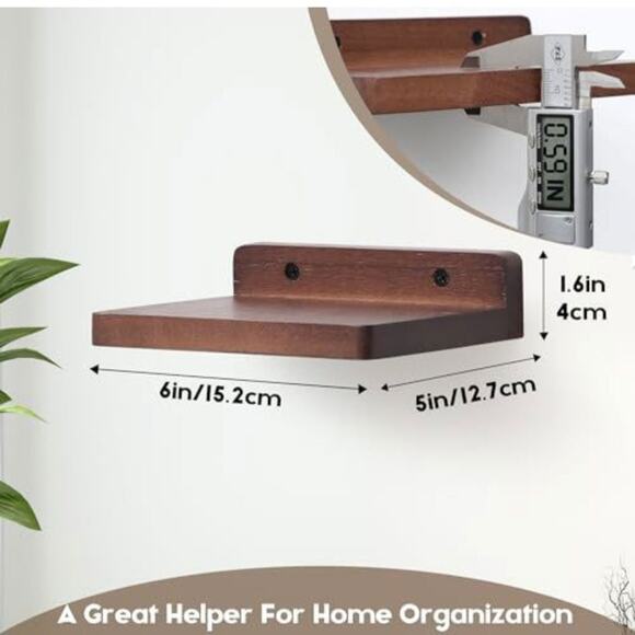 Small Floating Shelf 5"x6" Display Ledges for Wall Mini Light Walnut NEW in box - Picture 2 of 6